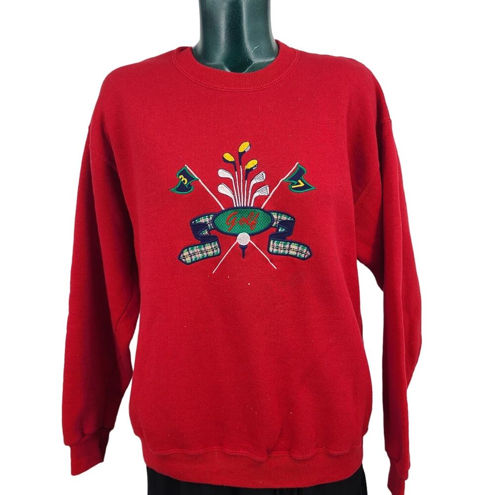 Vintage 80s Peanut Butter & Jelly Red Golf Embroidered Sweatshirt Size M 2917